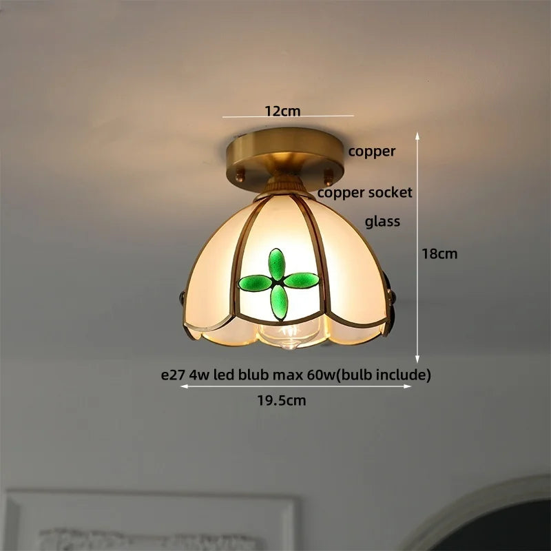 Afralia™ Tiffany Glass LED Ceiling Light - Modern Nordic Style Flush Mount Lamp
