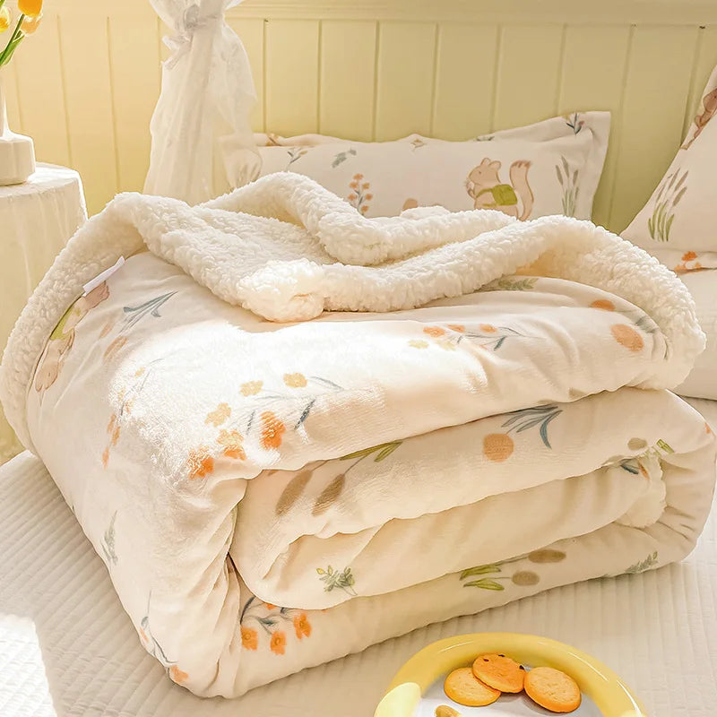 Afralia™ Cozy Milk Velvet Cartoon Blanket for Single Bed, Student Dorm: Spring & Autumn Blanket