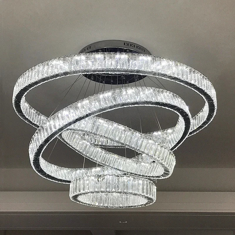 Afralia™ Crystal Ring LED Chandelier: Luxury Modern Ceiling Lighting for Stair, Dining, Bedroom.