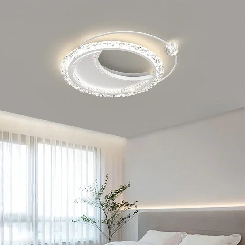 Afralia™ Minimalist Acrylic Round LED Ceiling Lamp, Modern Gold Chandelier for Stylish Home Environment