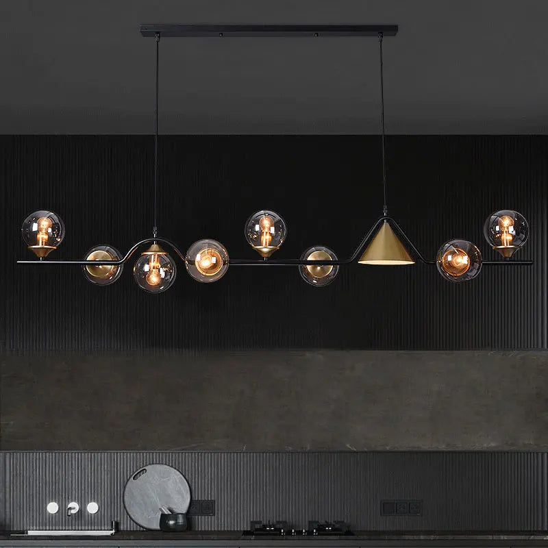 Afralia™ Black Gold Glass Chandelier LED Luxury Pendant Light