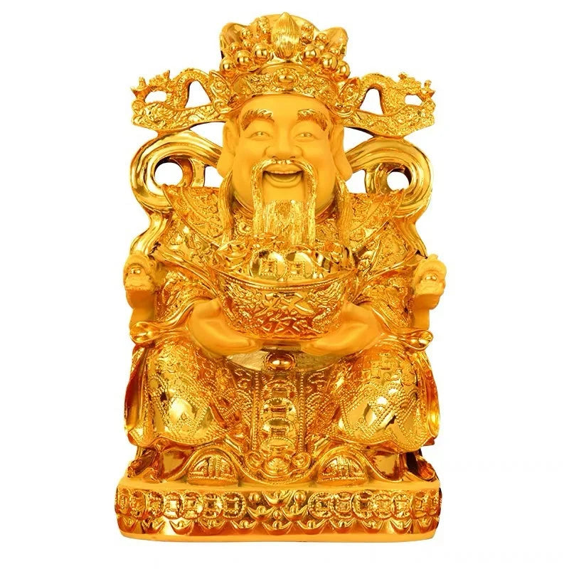 Afralia™ Gold God of Wealth Statue: Fengshui Home Decor Sculpture for Entrance & Living Room