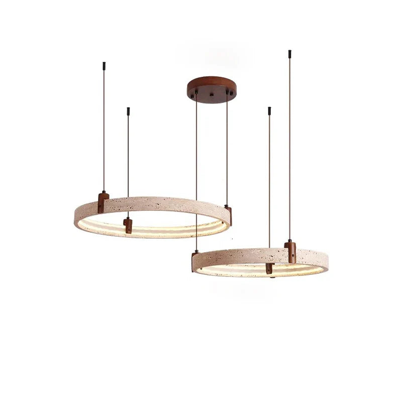 Afralia™ Natural Stone Circle Chandelier: Minimalist LED Dining Room Ceiling Light