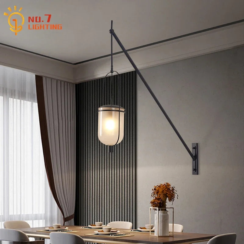 Afralia™ Industrial Retro Swing Arm LED Wall Lamp for Restaurant Loft Decor