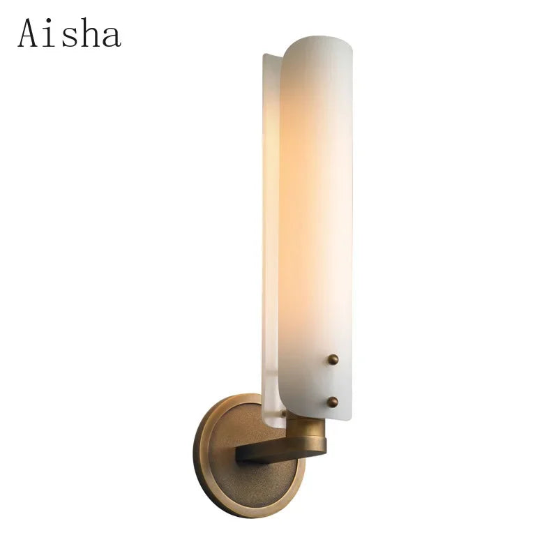 Afralia™ Copper Glass Wall Sconce Luxury Wall Lamp for Bedroom & Corridor