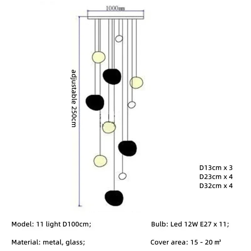 Afralia™ Nordic Villa White Glass Pendant Lights Led Chandelier - Modern Simple Suspend Lamp