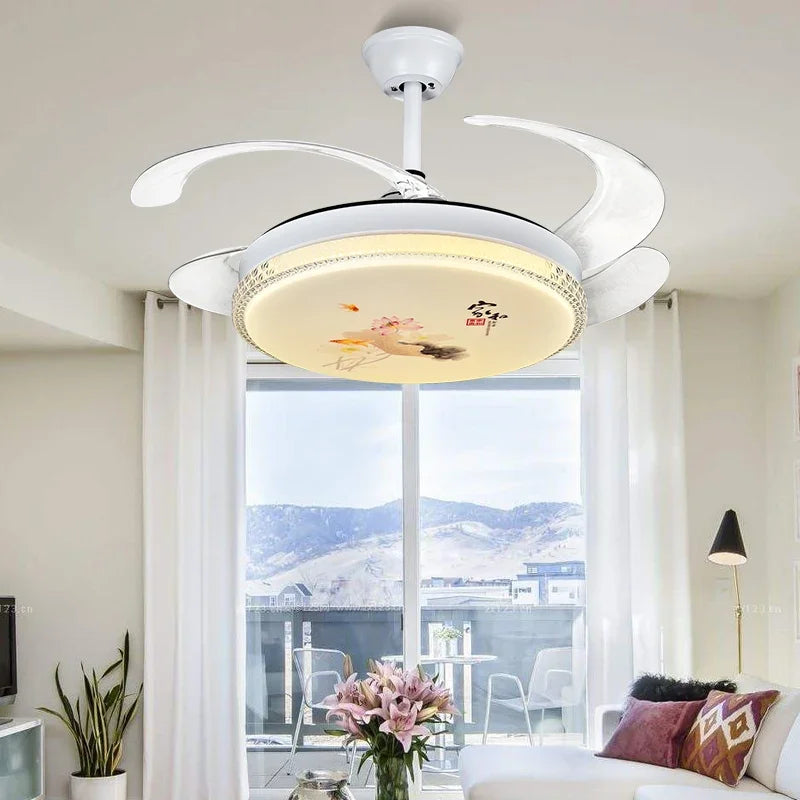 Afralia™ Dimmable Smart Home Bedroom Ceiling Fan Light with Remote Control