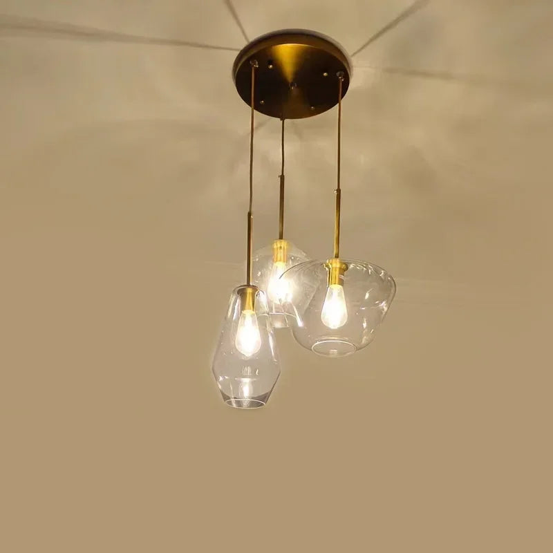 Afralia™ Glass Chandelier Lighting for Home Dining Room Kitchen Decor Pendant Lights