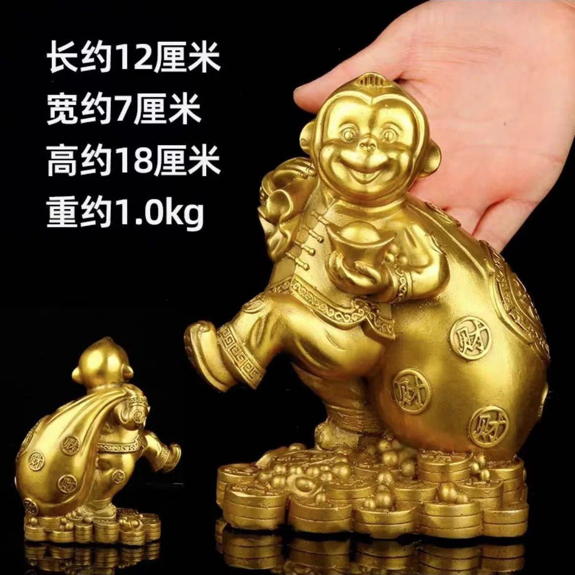 Afralia™ Metal Monkey Zodiac Ornament - Chinese Style Home Decor & Feng Shui Accessory