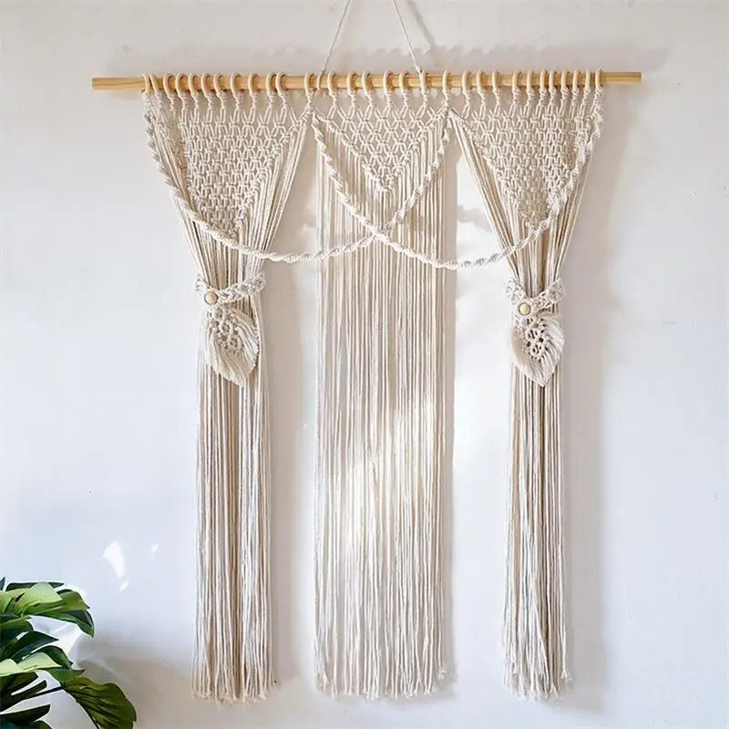 Afralia™ Bohemia Macrame Cotton Curtain Tapetsry Wall Hanging for Bedside, Door, Window