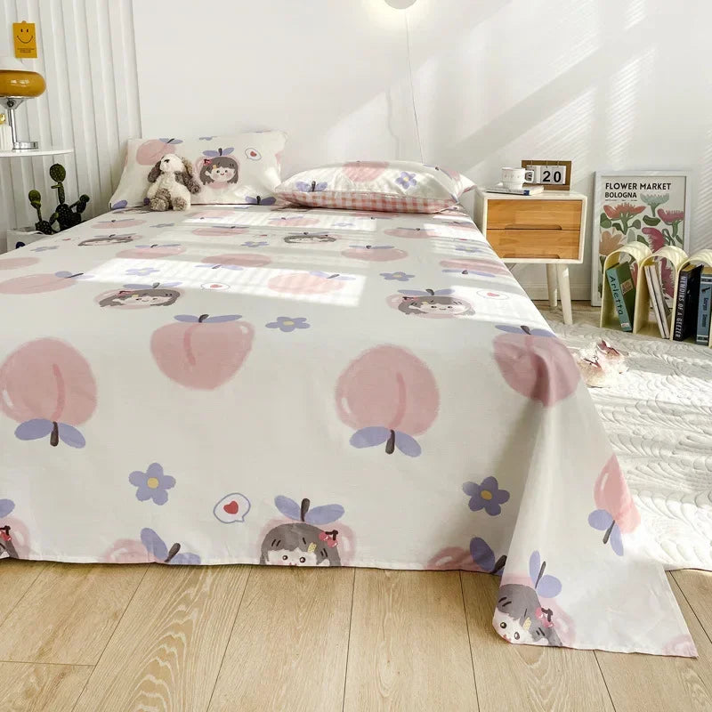 Afralia™ Tropical Plants Print Cotton Double Bed Sheet for Soft & Comfortable Sleep