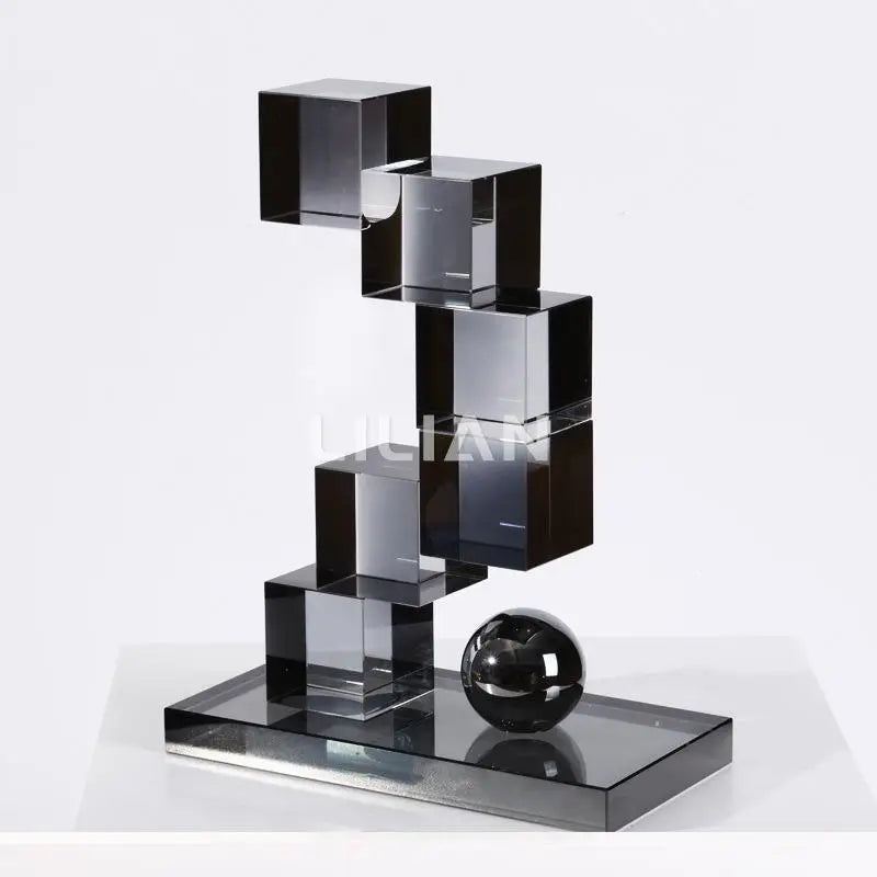 Afralia™ Geometric Crystal Glass Bookshelf Ornaments