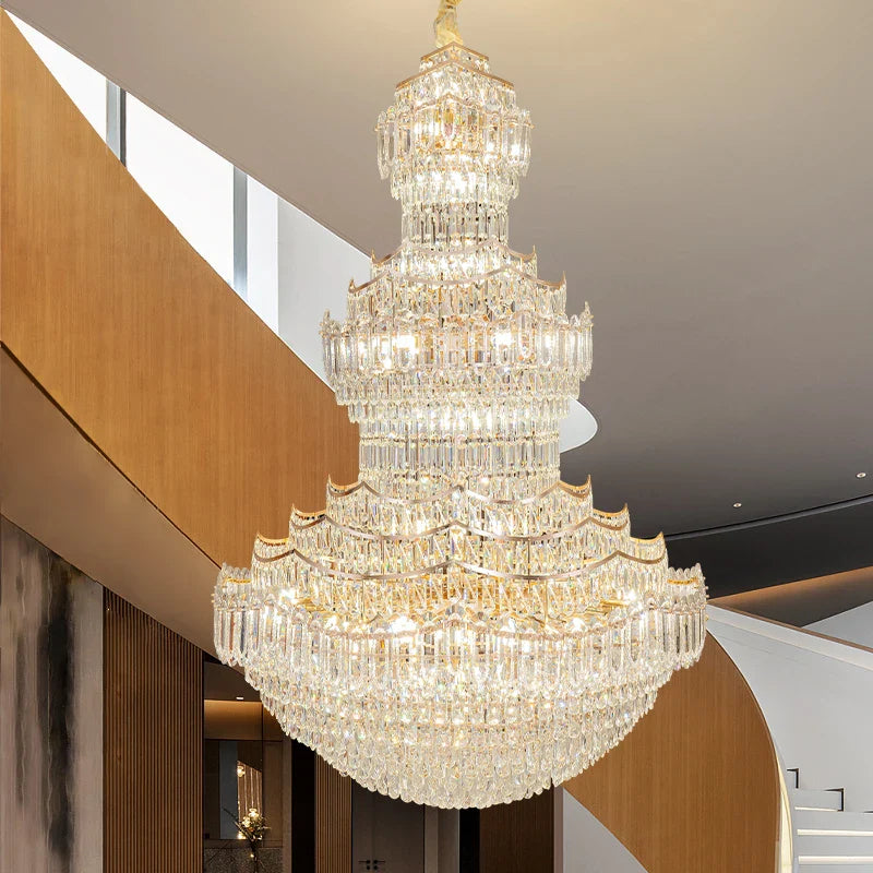 Afralia™ Crystal Chandelier: European Villa Lobby Staircase Long Chandelier