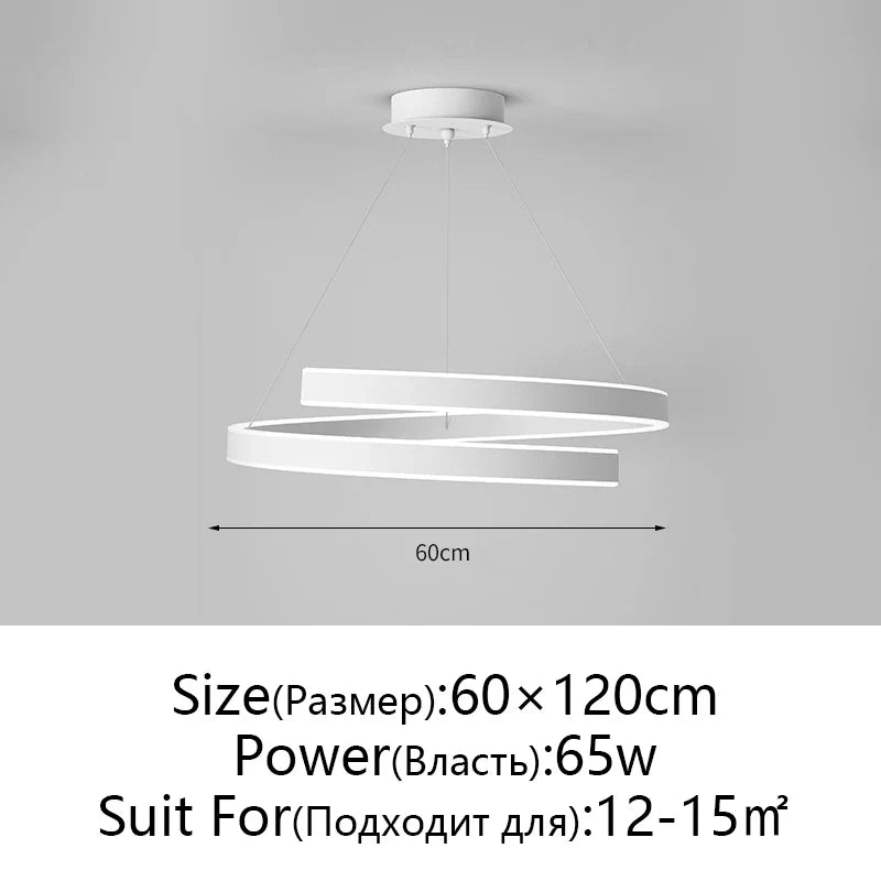 Afralia™ Round Spiral Chandelier in Black/White For Living Dining Kitchen Room Lighting Fixtures