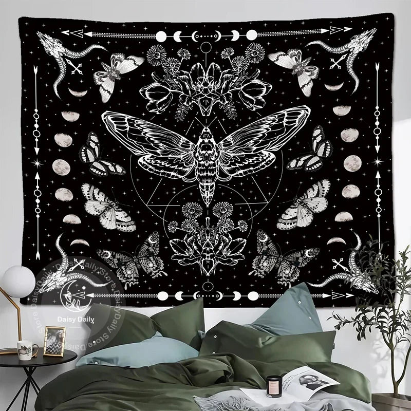 Afralia™ Moon Phase Butterfly Tapestry for Stylish Living Room and Bedroom Decor