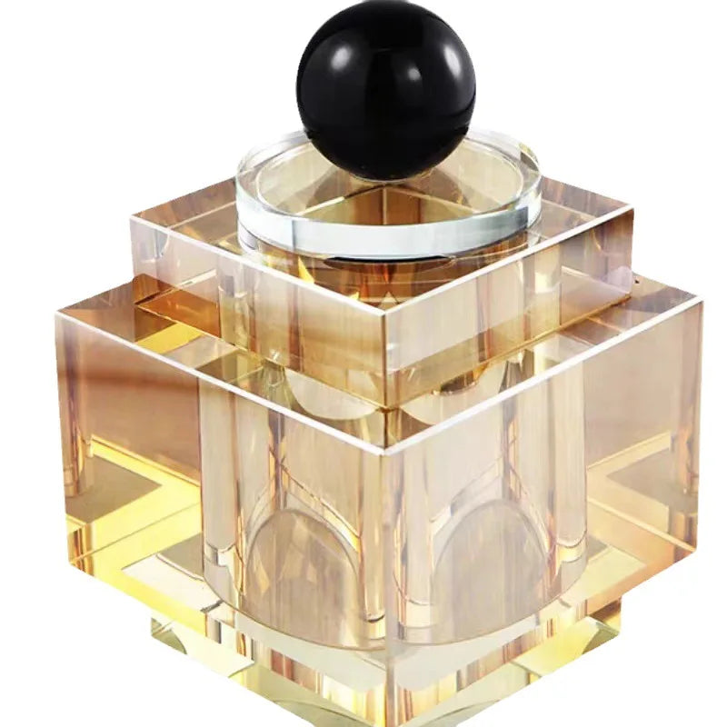 Afralia™ Geometric Crystal Storage Jar: Clear Cubic Square Container for Home Decoration