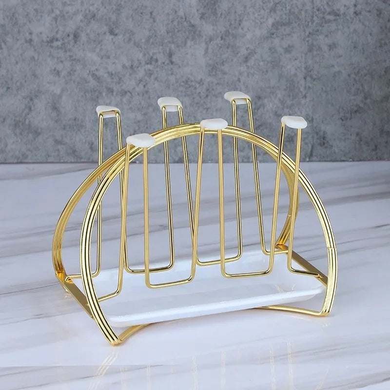 Afralia™ Glass Cup Spin Rack Mug Holder Stand Kitchen Organizer Tray
