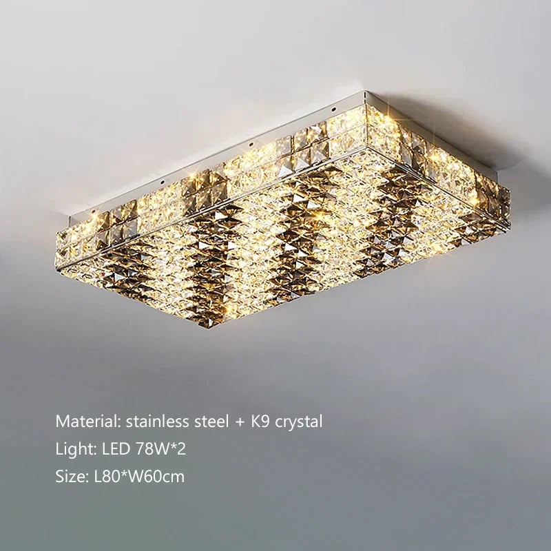 Afralia™ Crystal Led Ceiling Chandelier for Living Room Bedroom Interior Lighting