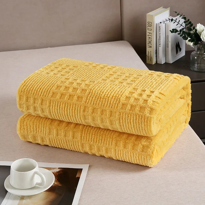 Afralia™ Velvet Waffle Blanket: Ultra Soft Coral Fleece Sofa Cover & Shawl