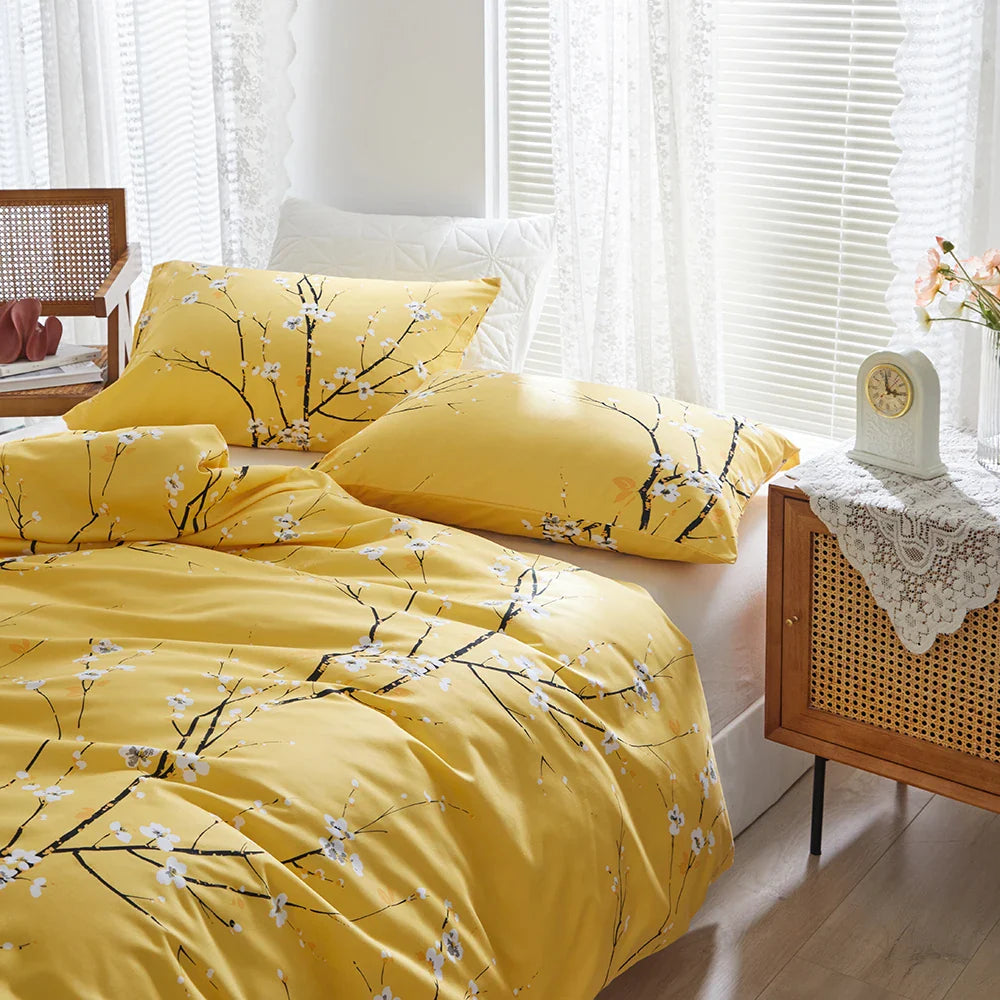Afralia™ Plum Blossom Queen Duvet Set: Skin-Friendly, Comfortable & Durable