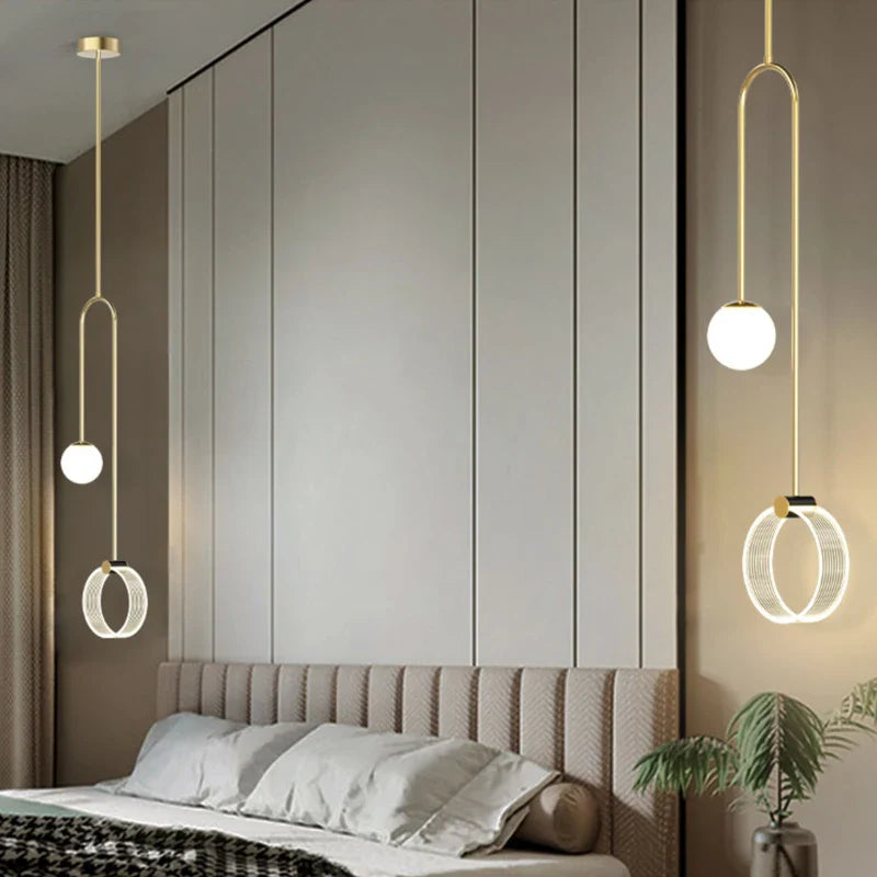 Afralia™ Gold Luxury LED Pendant Light for Living Room, Bedroom, Restaurant, Bars - Modern Art Indoor Ceiling Lamp