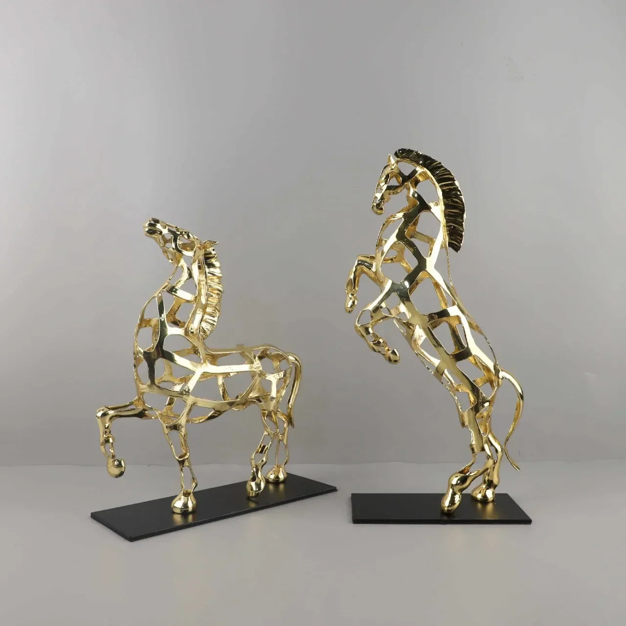 Afralia™ Golden Horse Metal Sculpture: Elegant Home Decor Figurine