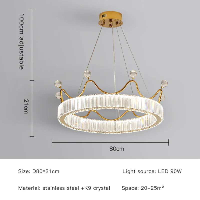 Afralia™ Crown Petal LED Crystal Chandelier - Luxury Nordic Design for Girls' Bedroom