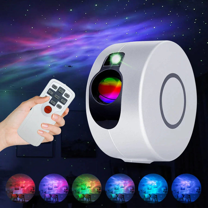 Afralia™ Starry Sky Projector Night Light: 7 Colors, Ocean Wave, 360° Rotation, Kids Gifts