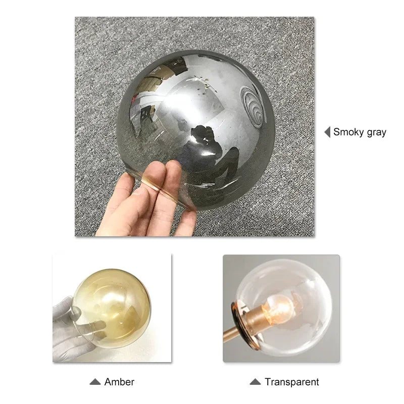 Glass Ball LED Chandelier Suspension Lampshade by Afralia™ for Dining Room & Restaurant Decor