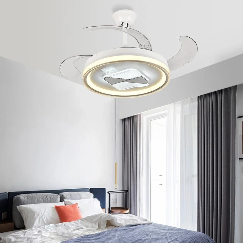 Afralia™ Retractable Fan Lamp: Modern Remote Control Ceiling Fan With Light