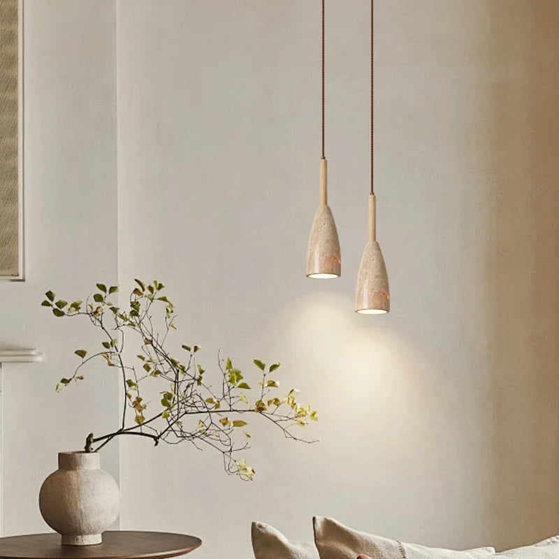 Afralia™ Travertine LED Pendant Lights for Modern Home Decor