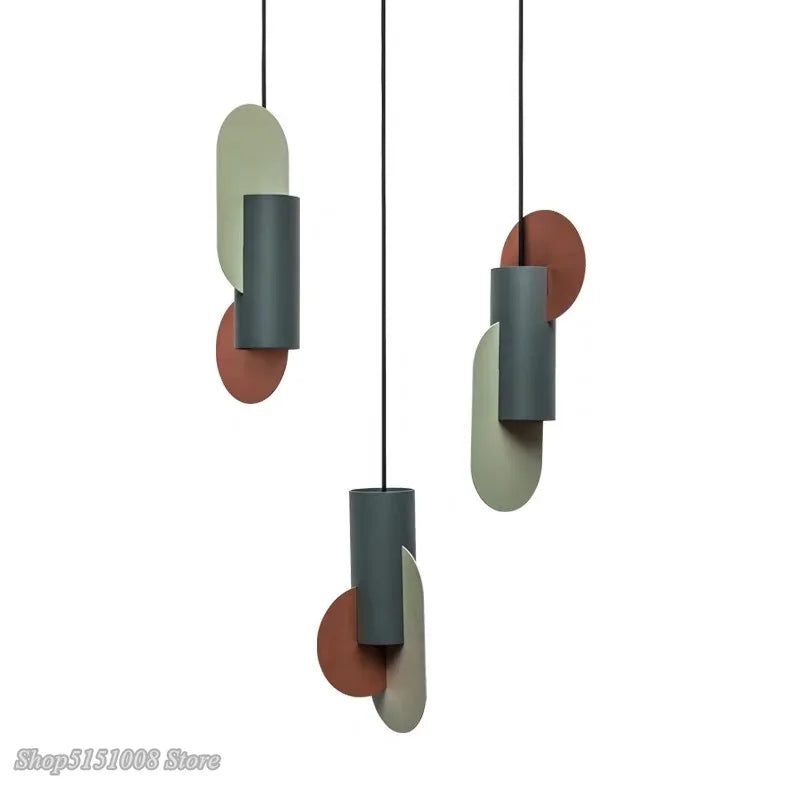 Afralia™ Green Cylindrical LED Pendant Light - Nordic Modern Single Head Hanging Lamp