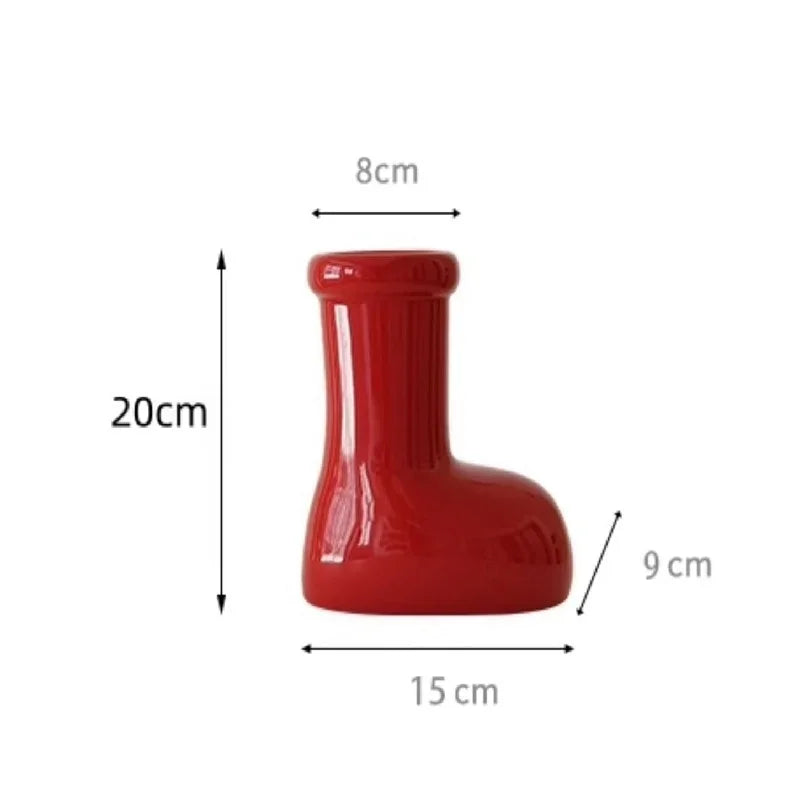 Afralia™ Red Shoes Ceramic Vase Boots Flower Pot Home Decor Floral Arrangement