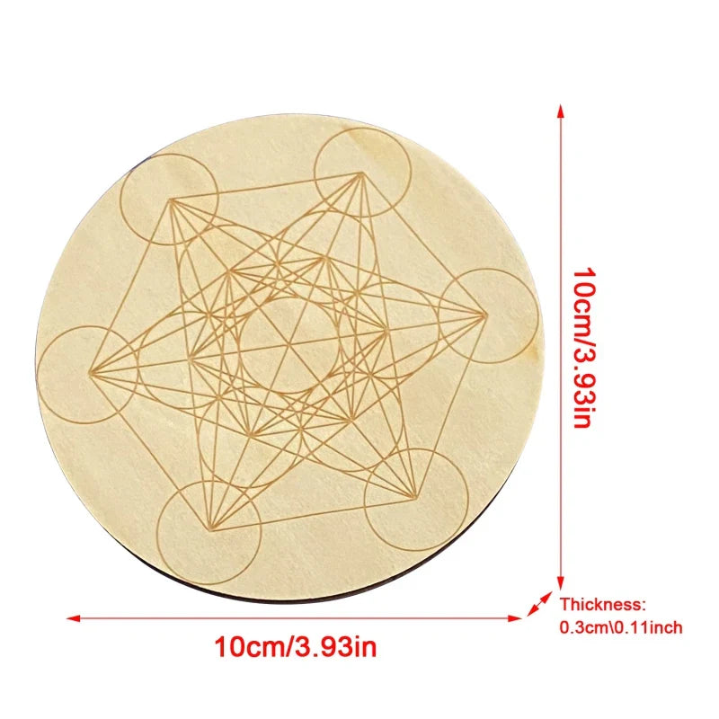 Afralia™ Flower of Life Energy Mat Slice Coasters Set and Wooden Wall Sign