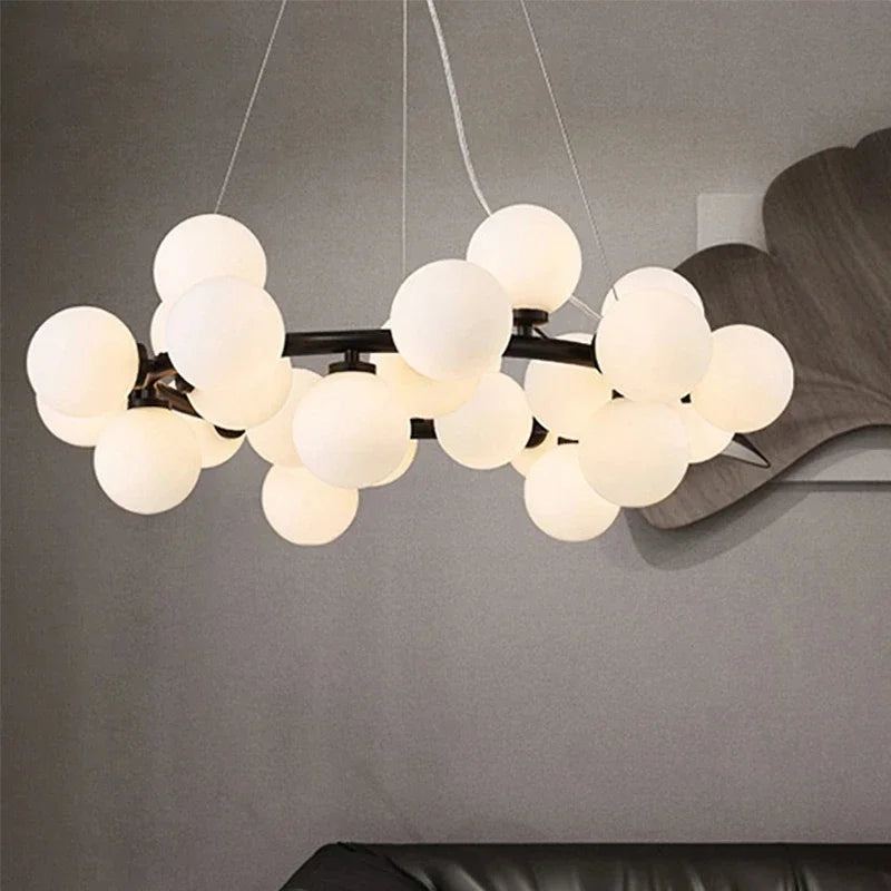 Afralia™ Glass Ball LED Chandelier Pendant Lamp, Modern Round Design for Home Decor Lighting