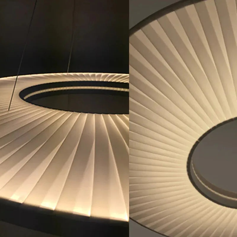 Afralia™ Dix Iris Pendant Light Fabric Round Ring Aesthetics Art Decor Light