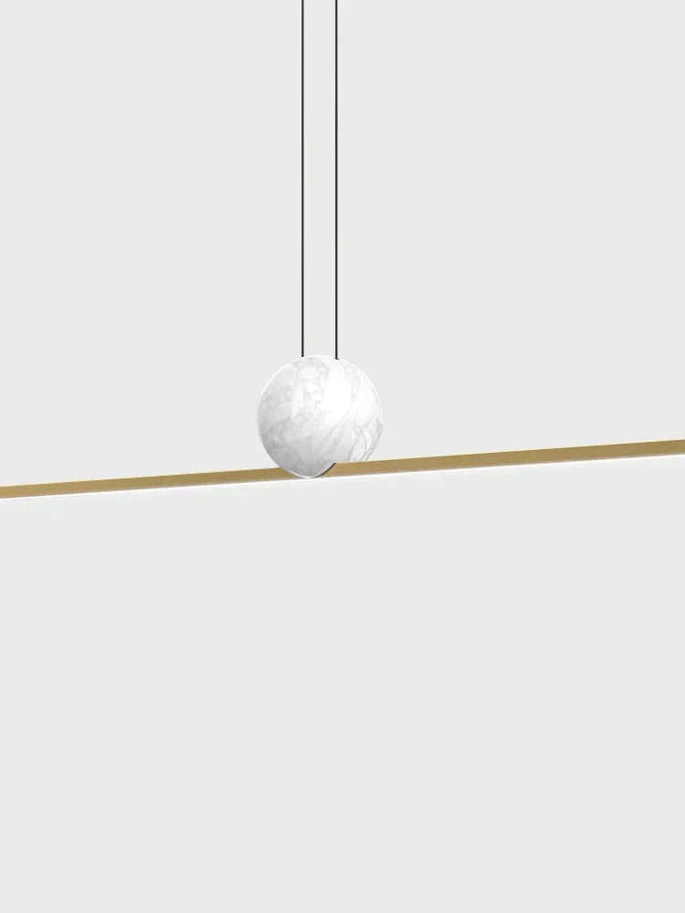 Afralia™ Copper Marble Pendant Light – Modern Nordic Long Strip Restaurant Lamp