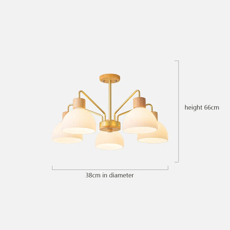 Afralia™ Nordic Wooden Glass LED Ceiling Light for Bedroom, Living Room & Study