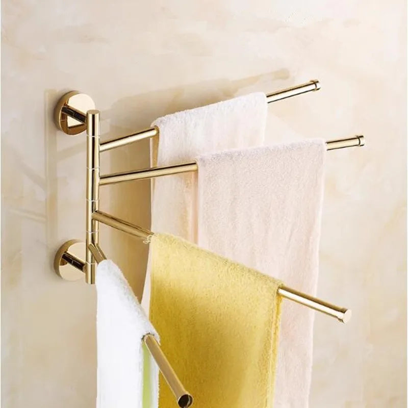 Afralia™ Copper Swivel Towel Bars Wall Mounted Bathroom Towel Holder Rack Gold 32cm