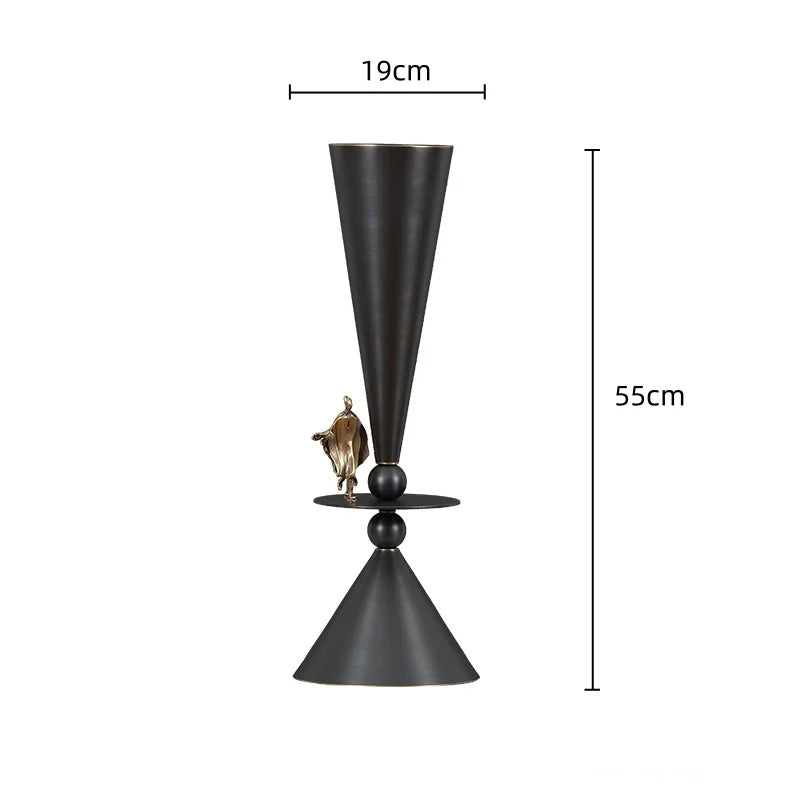 Afralia™ Bronze Flower Vase: Metal Handicrafts Geometric Art Home Decor Bottle