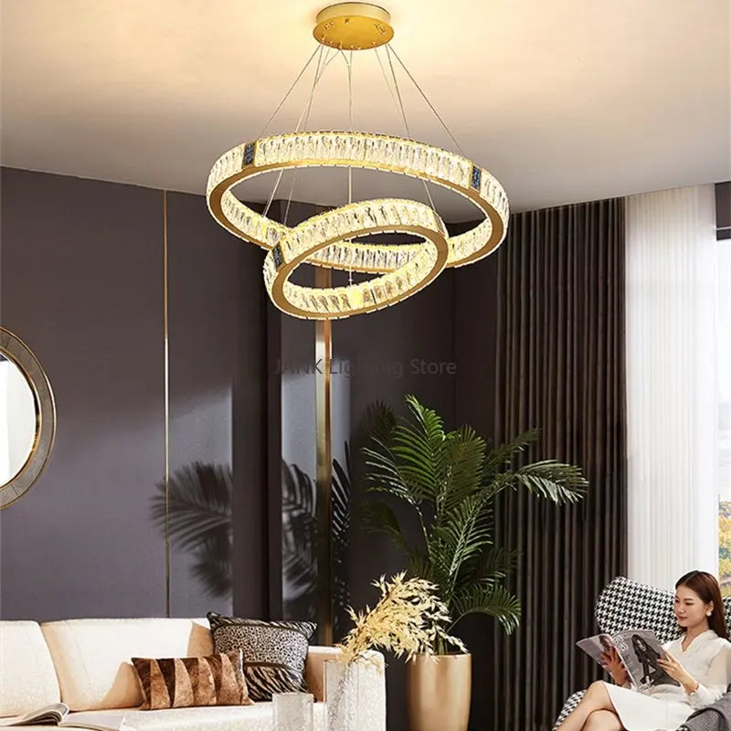 Afralia™ Luxury Crystal Shell Chandelier: Modern LED Pendant Lights for Home Décor