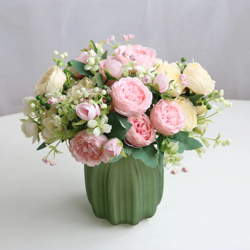 Afralia™ Peony Roses Silk Flower Bouquet for Home Garden Party Wedding Décor