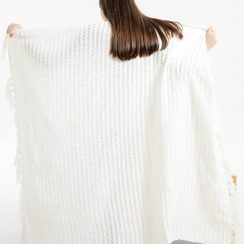 Afralia™ Nordic Tassel Knit Blanket - Cozy Knitted Throw for Home and Travel