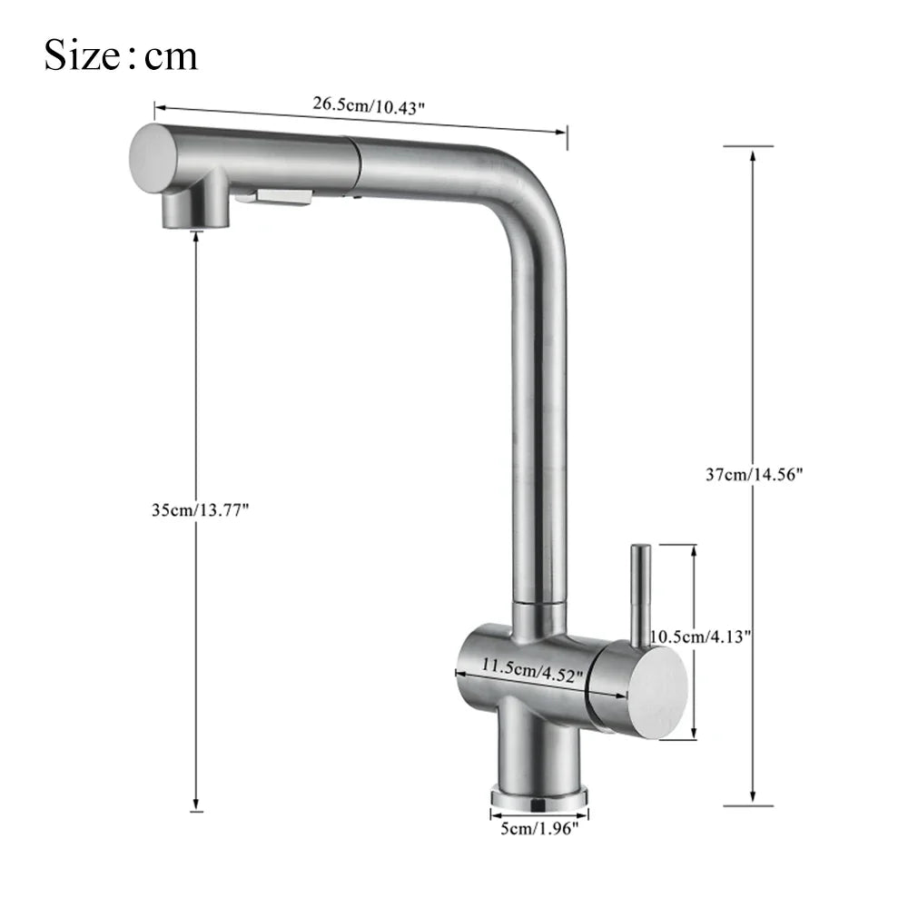 Afralia™ Brushed Nickel Pull Out Kitchen Faucet Stainless Steel Tap Deck Install