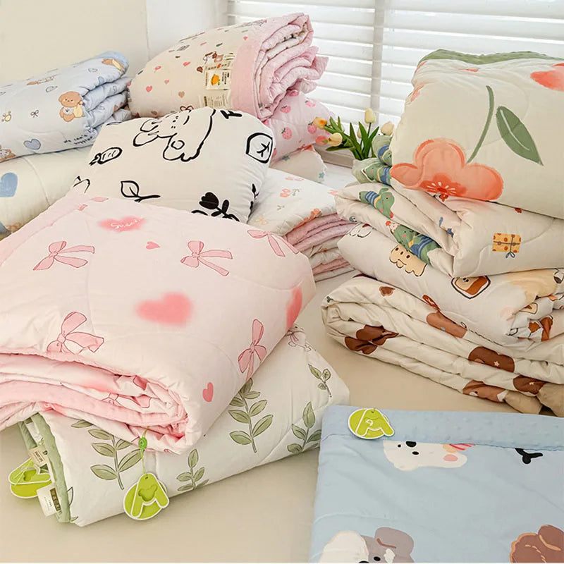 Afralia™ Cartoon Pattern Summer Comforter: Skin-Friendly Breathable Quilt for Kids & Adults