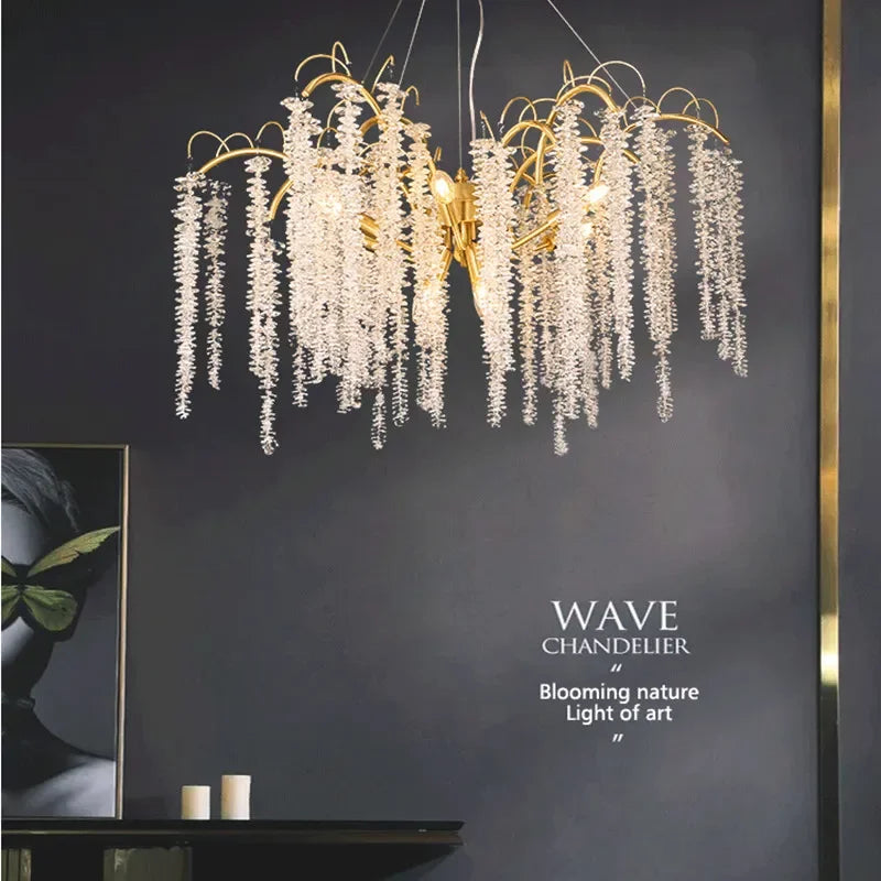 Afralia™ Wistaria Crystal Ceiling Chandelier Branches Design Pendant Lamp Elegant Home Decor
