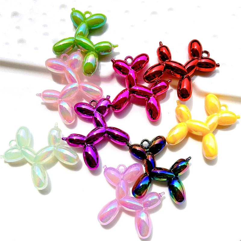 Afralia™ Mini Balloon Dog Charm Pendants for DIY Jewelry Making