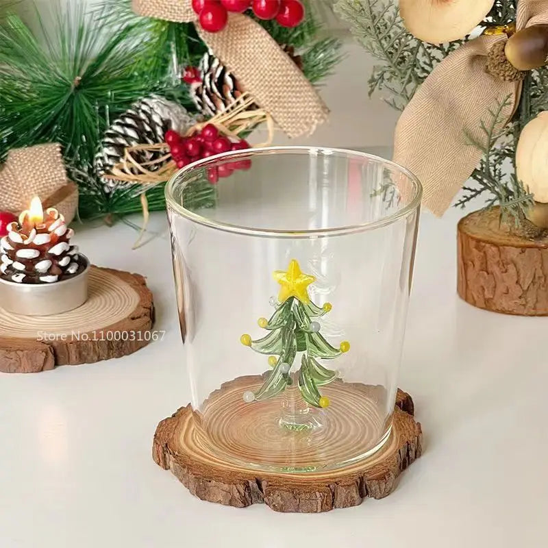 Afralia™ Christmas Tree Rose Glass Cup: Durable, Cute, Creative 3D Design. Ideal Gift!