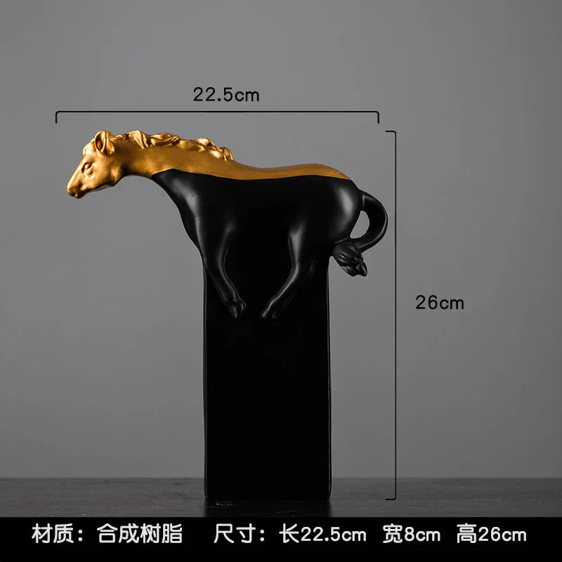 Afralia™ Golden Horse Abstract Sculpture: Elegant Running Horse Figurine for Home Decor