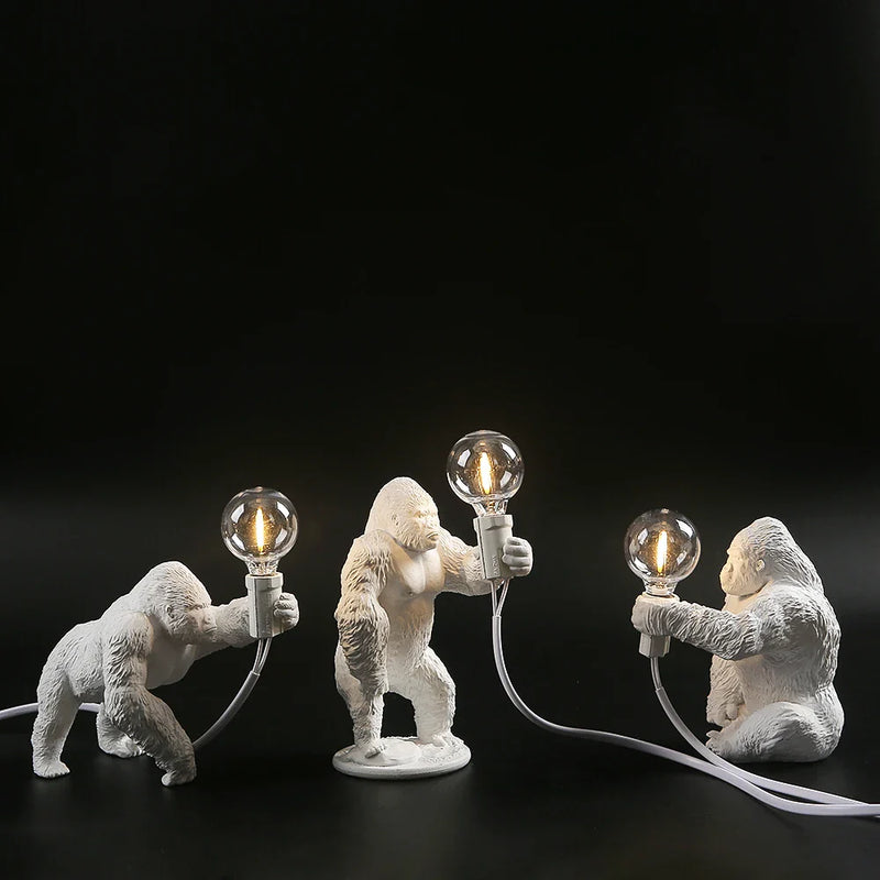 Afralia™ King Kong Gorilla Resin Table Lamp Night Light for Baby's Bedroom